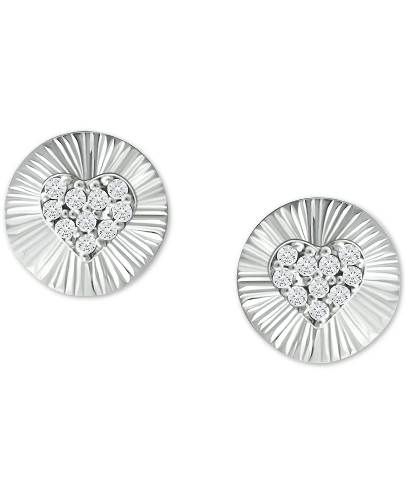 Giani Bernini Cubic Zirconia Heart Disc Stud Earrings, Created for Macy's