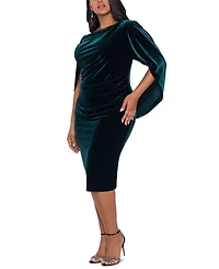 Betsy & Adam Plus Cape-Back Velvet Dress
