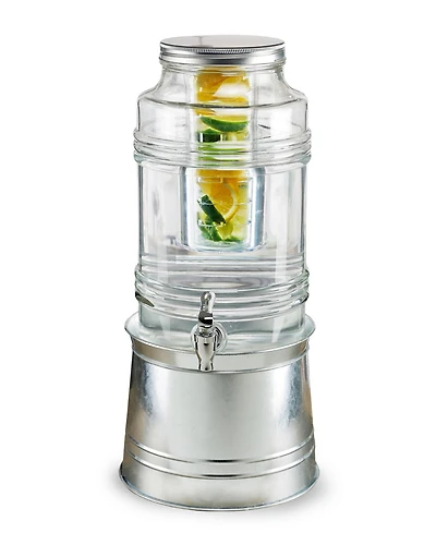 Style Setter Bungalow Beverage 2.4 Gallon Dispenser with Ice Insert, Fruit Infuser, and Galvanized Base