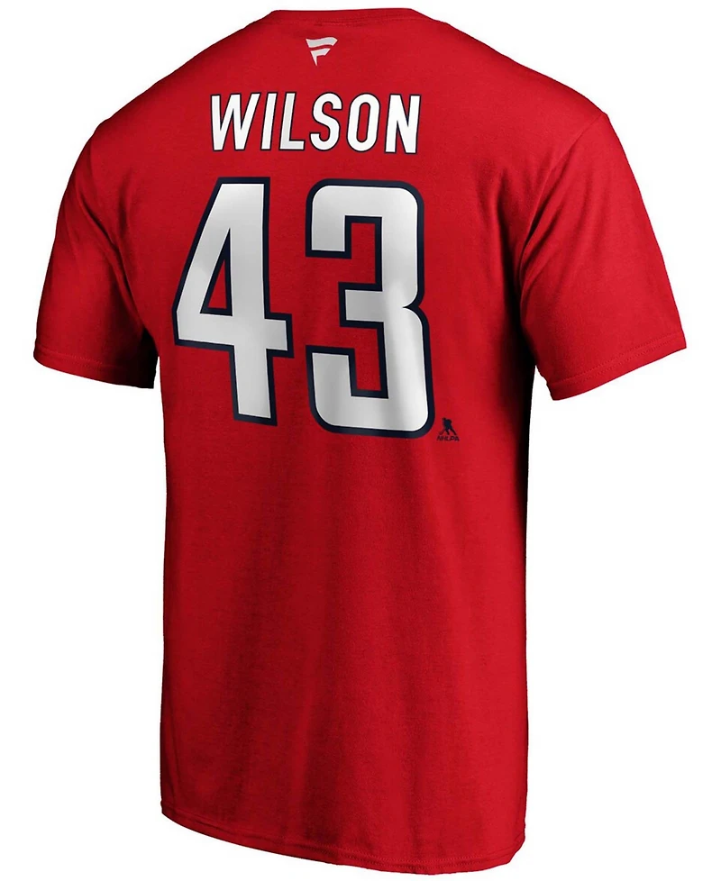 Men's Tom Wilson Red Washington Capitals Team Authentic Stack Name and Number T-shirt