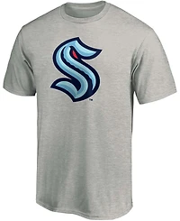 Men's Heather Gray Seattle Kraken Primary Logo T-shirt