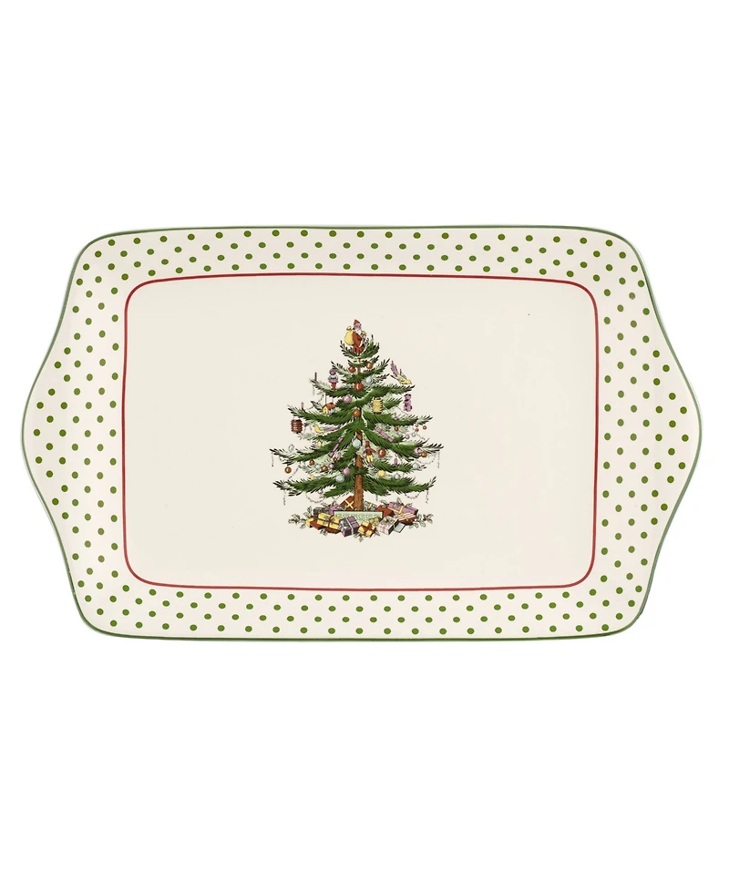 Christmas Tree Polka Dot Dessert Tray