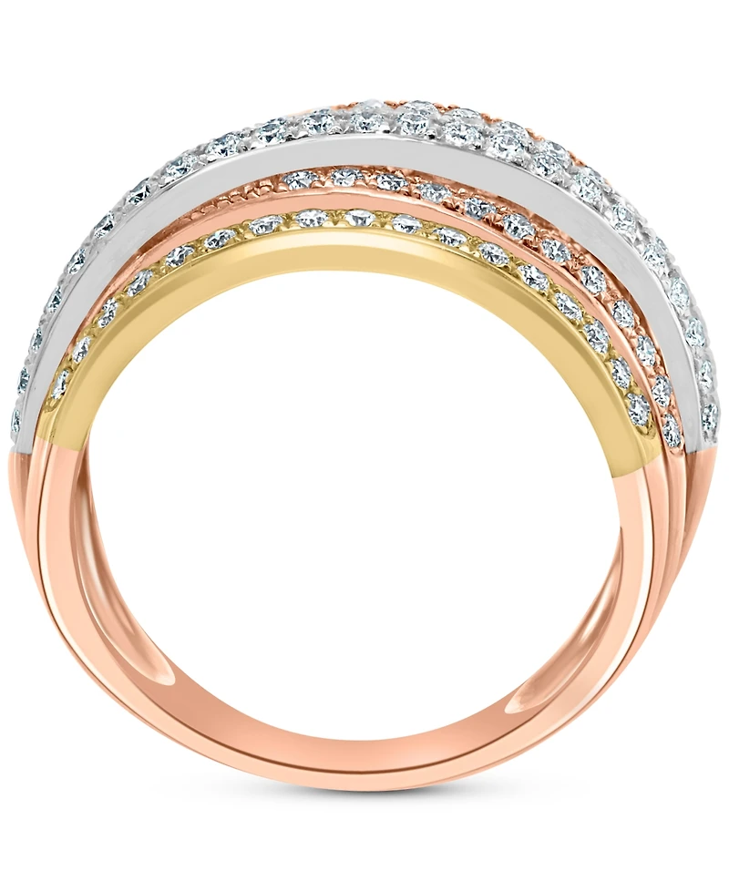 Effy Diamond Multirow Crossover Statement Ring (1-3/8 ct. t.w.) in 14k Gold, White Gold & Rose Gold