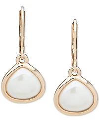 Anne Klein Gold-tone Imitation Pearl Drop Earrings