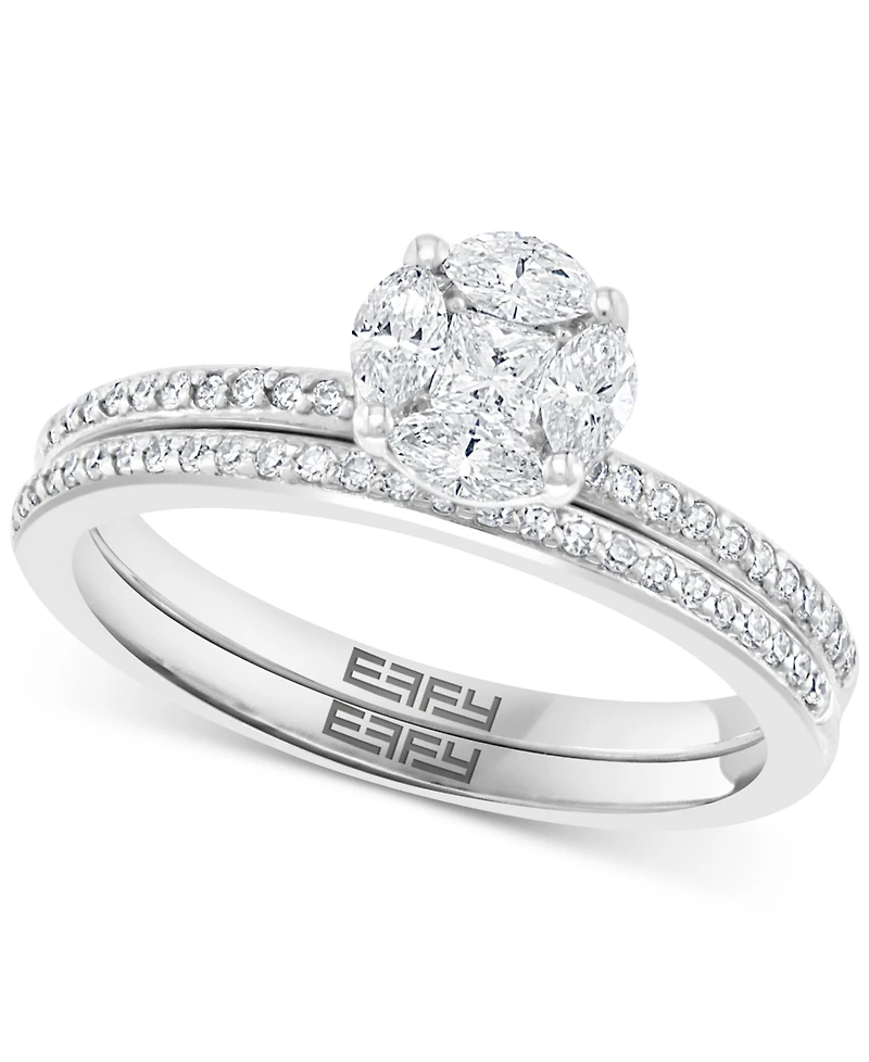 Effy Diamond Cluster Bridal Set (1/2 ct. t.w.) 14k White Gold