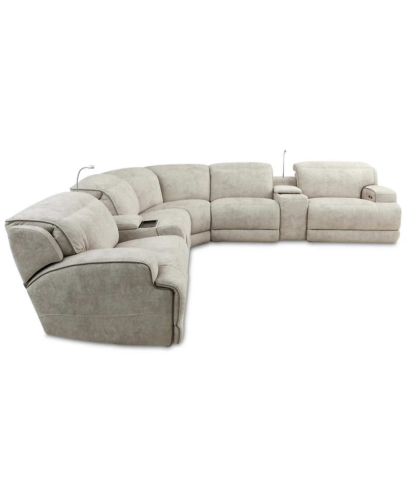 Sebaston -Pc. Fabric Sectional with Power Motion Recliners and 2 Usb Consoles