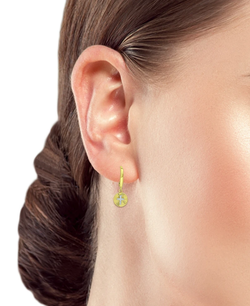 Giani Bernini Cubic Zirconia Cross Disc Drop Earrings, Created for Macy's