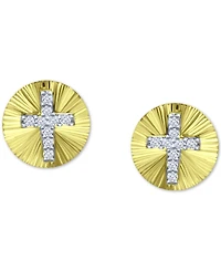 Giani Bernini Cubic Zirconia Cross Disc Stud Earrings, Created for Macy's