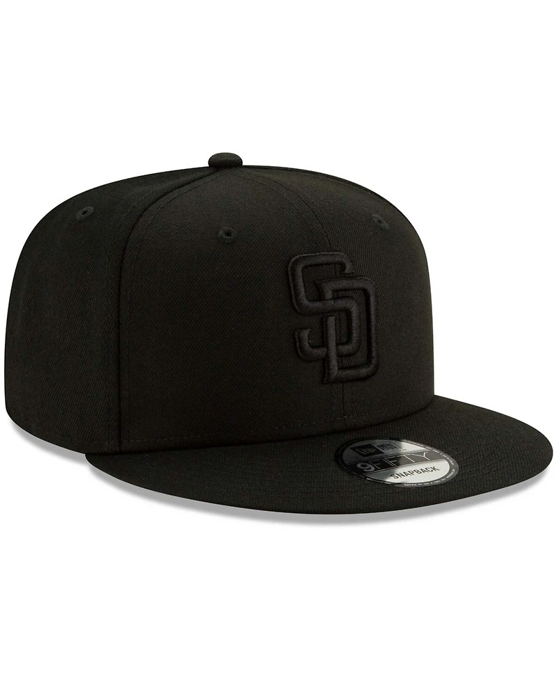 Men's Black San Diego Padres Black on Black 9FIFTY Snapback Adjustable Hat