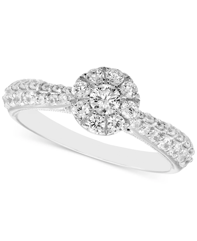Diamond Halo Engagement Ring (3/4 ct. t.w.)i n 14k White Gold