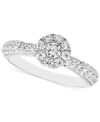 Diamond Halo Engagement Ring (3/4 ct. t.w.)i n 14k White Gold