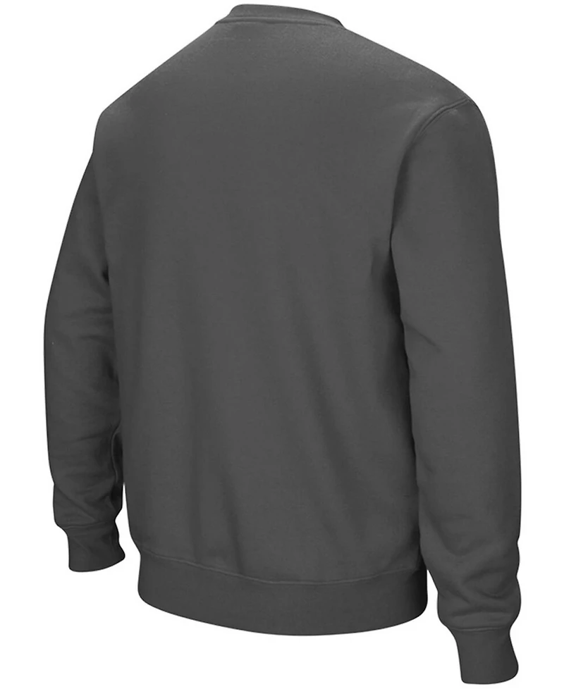 Men's Colosseum Charcoal Wyoming Cowboys Arch & Logo Tackle Twill Pullover Sweatshirt