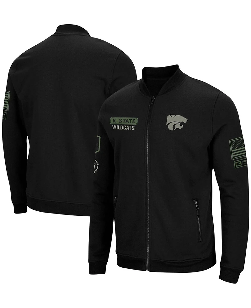 Men's Black Kansas State Wildcats Oht Military-Inspired Appreciation High-Speed Bomber Full-Zip Jacket