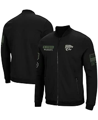 Men's Black Kansas State Wildcats Oht Military-Inspired Appreciation High-Speed Bomber Full-Zip Jacket