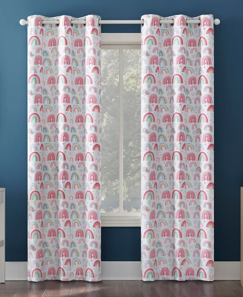 Rainbows Print 100% Blackout Grommet Curtain Panel