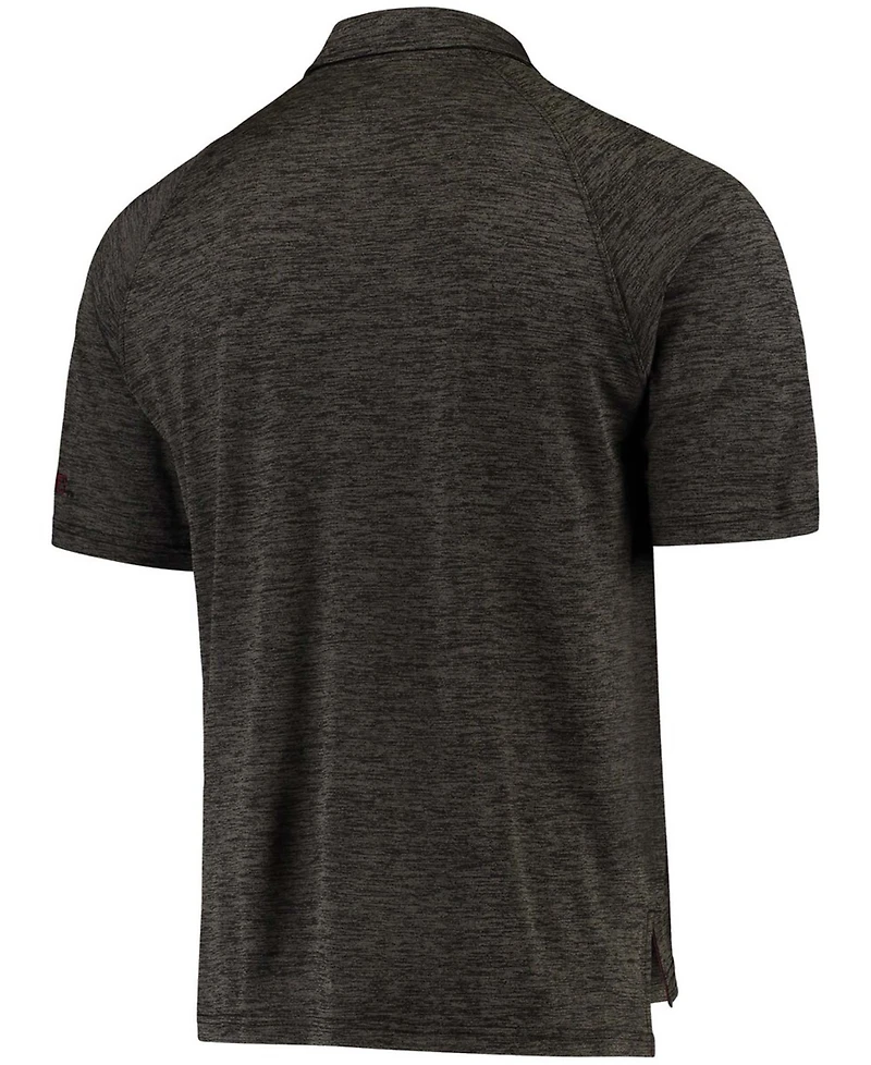 Men's Heather Black Montana Grizzlies Down Swing Raglan Polo Shirt