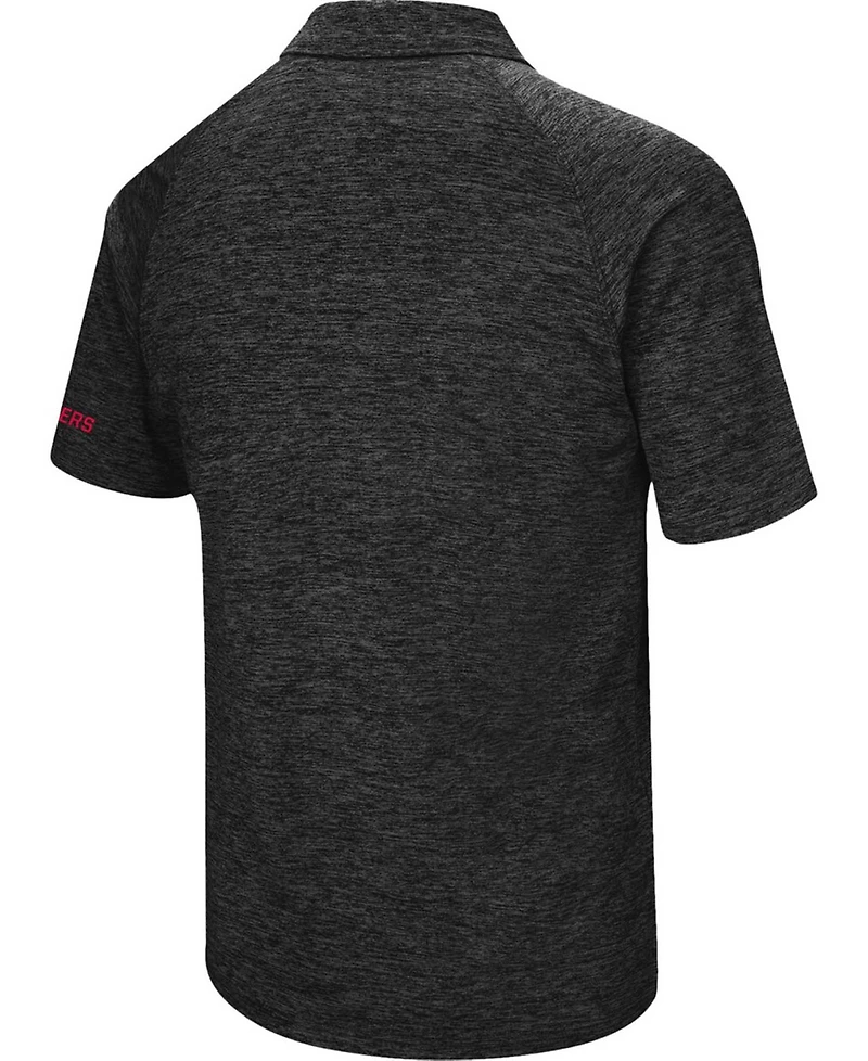 Men's Heather Black Wisconsin Badgers Down Swing Polo Shirt