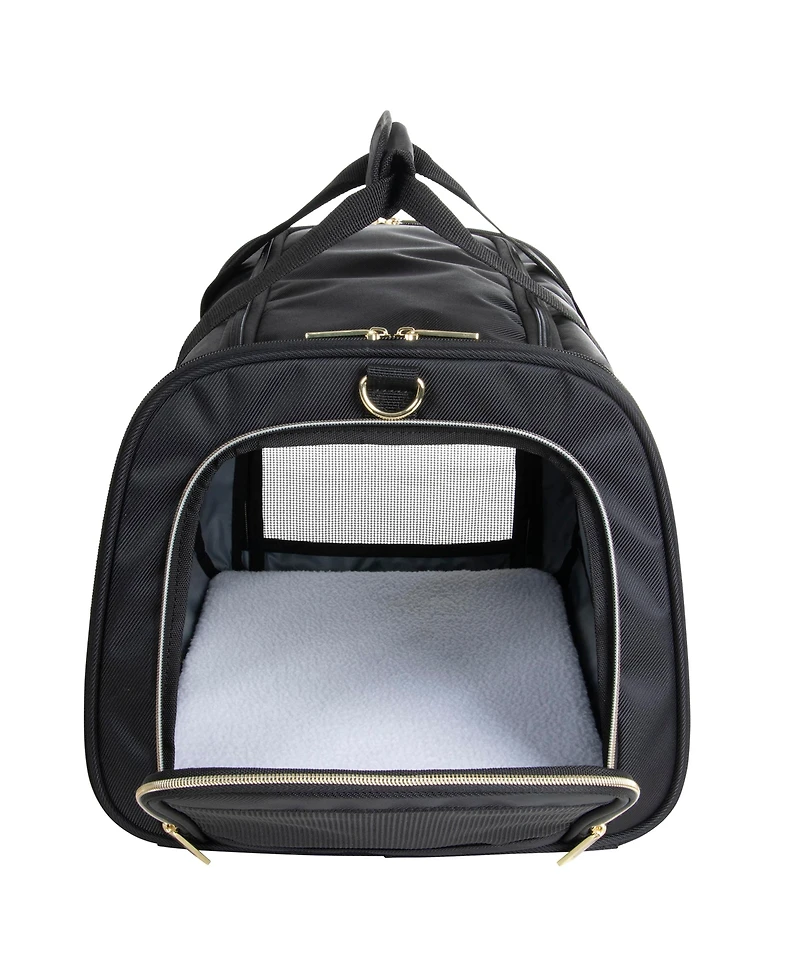 Soft Sided Multi-Entry Collapsible Travel Pet Carrier Duffel With Removable Lining