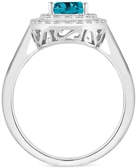 Rhodolite Garnet (1-1/2 ct. t.w.) & White Topaz (3/8 Oval Halo Ring Sterling Silver (Also Citrine, Blue Topaz, Amethyst, Peridot)