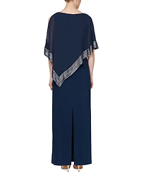 Sl Fashions Metallic-Trim Capelet Gown