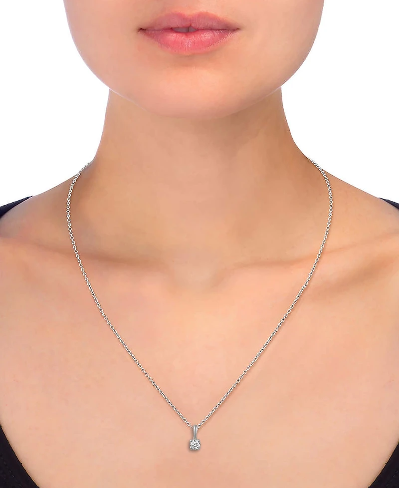Diamond Solitaire 18" Pendant Necklace (1/5 ct. t.w.) 14k White, Yellow or Rose Gold