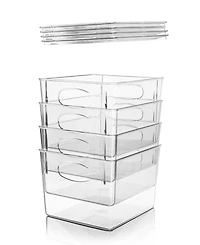 Sorbus 4 Pack Medium Clear Plastic Container Bins W/ Lids