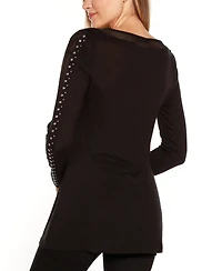 Belldini Studded Mesh-Inset Tunic