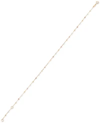 Lightweight Beaded Ankle Bracelet in 10k Tricolor Gold