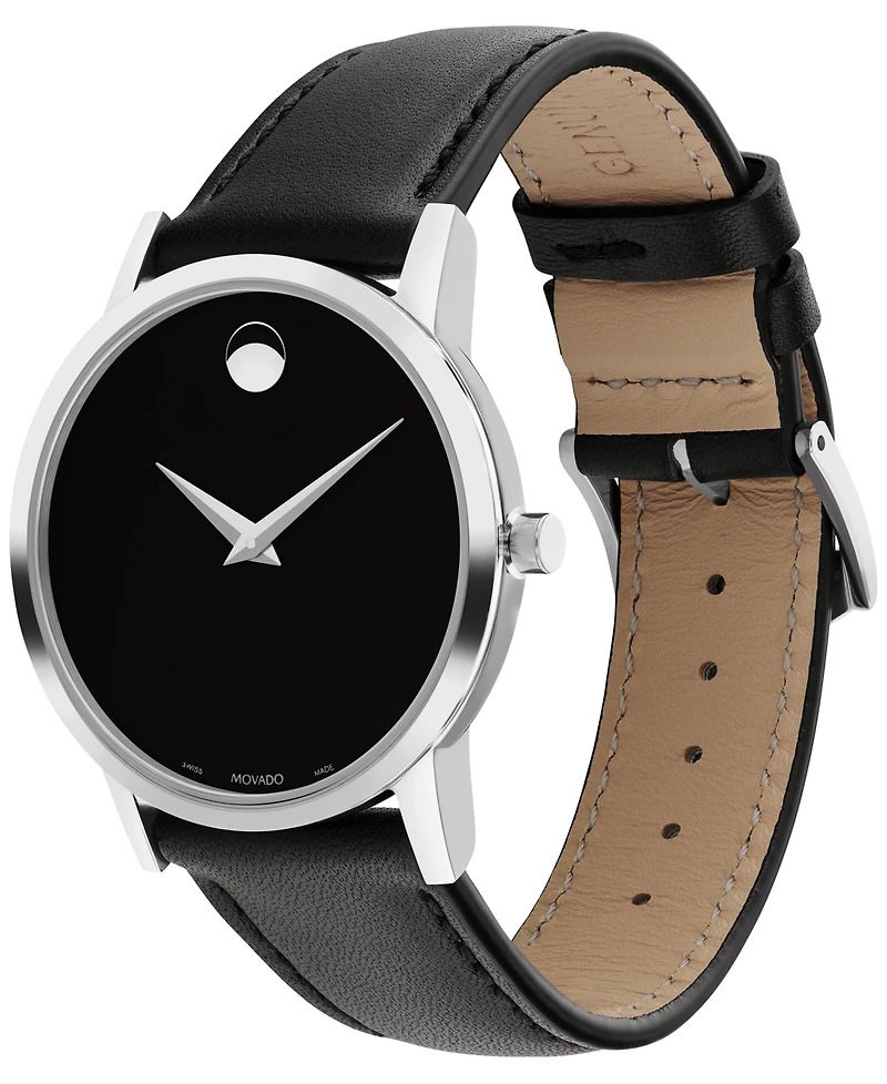 Movado Women's Swiss Museum Classic Black Leather Strap Watch 33mm