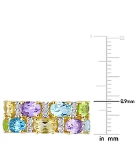 Multi-Gemstone Double Row Statement Ring (5-1/4 ct. t.w.) 18k Gold-Plated Sterling Silver