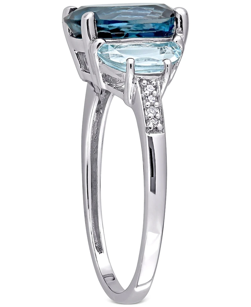 Blue Topaz (4-1/2 ct. t.w.) & Diamond Accent Statement Ring Sterling Silver