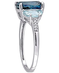 Blue Topaz (4-1/2 ct. t.w.) & Diamond Accent Statement Ring Sterling Silver