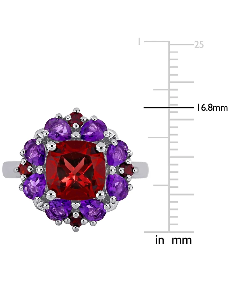 Rhodolite Garnet (3-1/4 ct. t.w.) & Amethyst (1-1/8 Cluster Statement Ring Sterling Silver