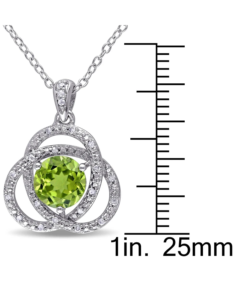 Peridot (1-1/2 ct. t.w.) & Diamond (1/10 ct. t.w.) Ven 18" Pendant Necklace in Sterling Silver