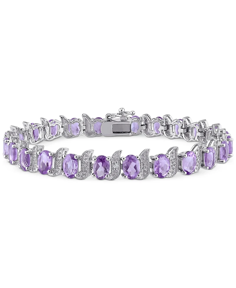 Aquamarine (9-5/8 ct. t.w.) & Diamond Accent S Link Bracelet Sterling Silver