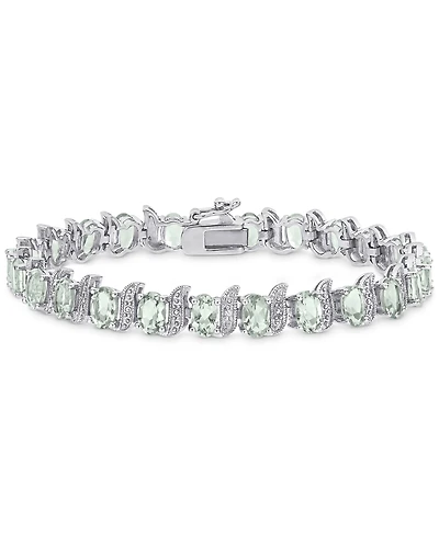 Aquamarine (9-5/8 ct. t.w.) & Diamond Accent S Link Bracelet Sterling Silver