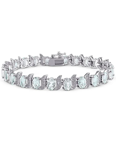 Aquamarine (9-5/8 ct. t.w.) & Diamond Accent S Link Bracelet Sterling Silver