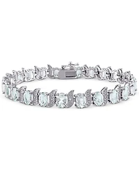 Aquamarine (9-5/8 ct. t.w.) & Diamond Accent S Link Bracelet Sterling Silver
