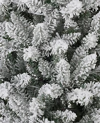 Glitzhome Pre-Lit Flocked Slim Fir Artificial Christmas Tree with 950 Warm White Lights, 11'