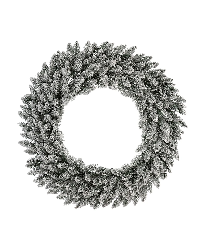 Glitzhome Oversized Pre-Lit Snow Flocked Christmas Wreath with 60 Warm White Lights, 36" D