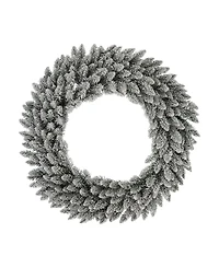 Glitzhome Oversized Pre-Lit Snow Flocked Christmas Wreath with 60 Warm White Lights, 36" D