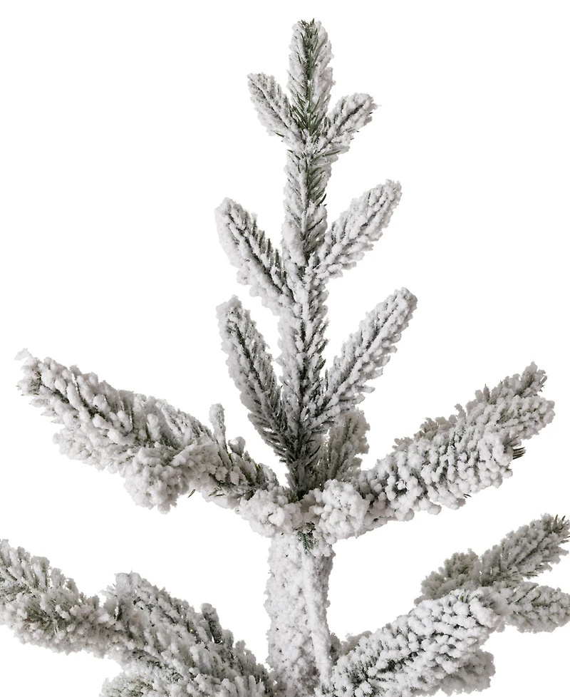 Glitzhome Deluxe Pre-Lit Flocked Pine Artificial Christmas Tree with 300 Warm White Lights, 6'
