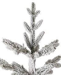 Glitzhome Deluxe Pre-Lit Flocked Pine Artificial Christmas Tree with 300 Warm White Lights, 6'