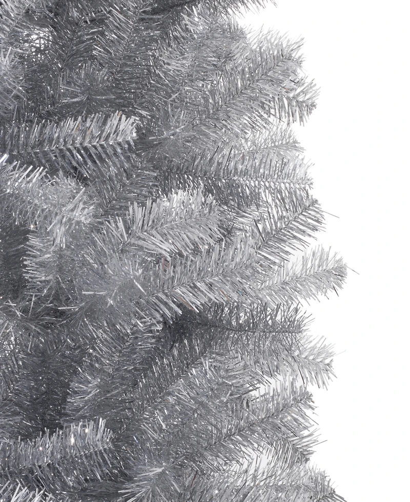 Glitzhome Silver-tone Tinsel Artificial Christmas Tree, 7.5'