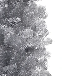 Glitzhome Silver-tone Tinsel Artificial Christmas Tree, 7.5'