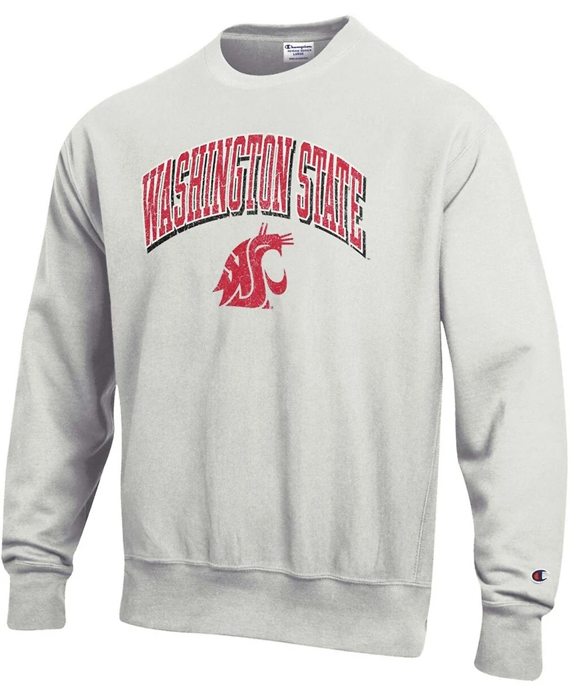 Men's Heathered Gray Washington State Cougars Arch Over Logo Reverse Weave Pullover Sweatshirt