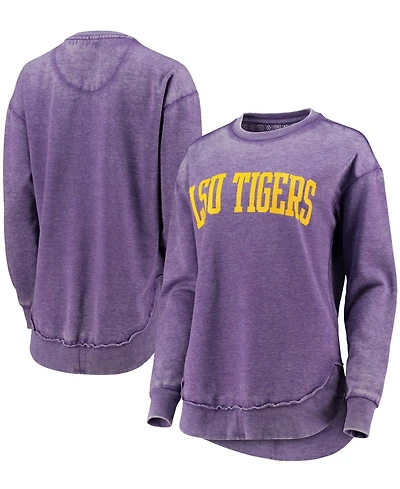 Women's Purple Lsu Tigers Vintage-Like Wash Pullover Sweatshirt