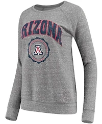 Women's Heathered Gray Arizona Wildcats Edith Vintage-Like Knobi Pullover Sweatshirt