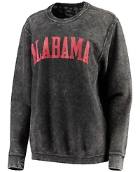 Women's Black Alabama Crimson Tide Comfy Cord Vintage-Like Wash Basic Arch Pullover Sweatshirt