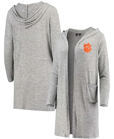 Women's Heathered Gray Clemson Tigers Cuddle Soft Duster Cardigan